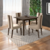 Mesa De Jantar Kate Com 4 Cadeiras Estofadas Linea Suede Amendoa POLIMAN
