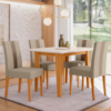 Mesa De Jantar Kate Com 4 Cadeiras Estofadas Linea Suede Freijo Off White POLIMAN