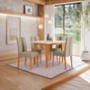 Mesa De Jantar Kate Com 4 Cadeiras Estofadas Linea Suede Freijo Off White POLIMAN