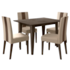 Mesa De Jantar Kate Com 6 Cadeiras Estofadas Linea Suede Amendoa POLIMAN