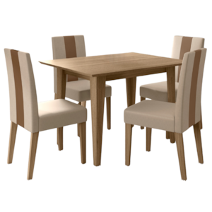 Mesa De Jantar Kate Com 6 Cadeiras Estofadas Linea Suede Carvalho POLIMAN