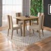 Mesa De Jantar Kate Com 6 Cadeiras Estofadas Linea Suede Carvalho POLIMAN