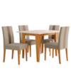 Mesa De Jantar Kate Com 6 Cadeiras Estofadas Linea Suede Freijo Off White POLIMAN