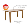 Mesa De Jantar Liz Com 6 Cadeiras Estofadas Linea Suede Carvalho Off White POLIMAN