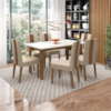Mesa De Jantar Liz Com 6 Cadeiras Estofadas Linea Suede Carvalho Off White POLIMAN
