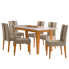 Mesa De Jantar Liz Com 6 Cadeiras Estofadas Linea Suede Freijo Off White POLIMAN