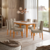 Mesa De Jantar Liz Com 6 Cadeiras Estofadas Linea Suede Freijo Off White POLIMAN