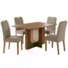 Mesa de Jantar Louise MDF Com 4 Cadeiras Estofadas Linho Bege MOLCI