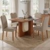 Mesa de Jantar Louise MDF Com 4 Cadeiras Estofadas Linho Bege MOLCI