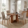 Mesa de Jantar Louise MDF Com 4 Cadeiras Estofadas Linho Bege MOLCI
