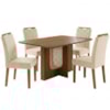 Mesa de Jantar Louise MDF Com 4 Cadeiras Estofadas Suede Nude MOLCI