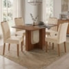 Mesa de Jantar Louise MDF Com 4 Cadeiras Estofadas Suede Nude MOLCI