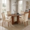 Mesa de Jantar Louise MDF Com 4 Cadeiras Estofadas Suede Nude MOLCI