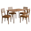 Mesa de Jantar Papaia Com 4 Cadeiras Estofadas Encanto Corino Kaki ORNAR