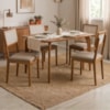Mesa de Jantar Papaia Com 4 Cadeiras Estofadas Encanto Linho Bege ORNAR