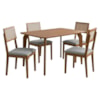 Mesa de Jantar Papaia Com 4 Cadeiras Estofadas Encanto Linho Cinza ORNAR