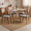 Mesa de Jantar Papaia Com 4 Cadeiras Estofadas Encanto Linho Cinza ORNAR