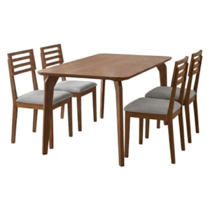 Mesa de Jantar Papaia Com 4 Cadeiras Estofadas Juparana Linho Cinza ORNAR