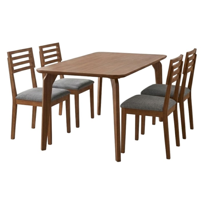 Mesa de Jantar Papaia Com 4 Cadeiras Estofadas Juparana Linho Grafite ORNAR
