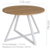 Mesa De Jantar Redonda 110 cm 25933 Nogal Sevilha Branco Artesano