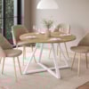 Mesa De Jantar Redonda 110 cm 25933 Nogal Sevilha Branco Artesano