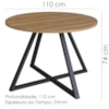 Mesa De Jantar Redonda 110 cm 25933 Nogal Sevilha Preto Artesano