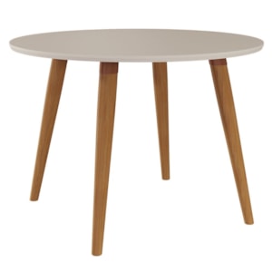Mesa de Jantar Redonda 4 Lugares Tampo MDF 109 cm 17918 Off White MOLCI