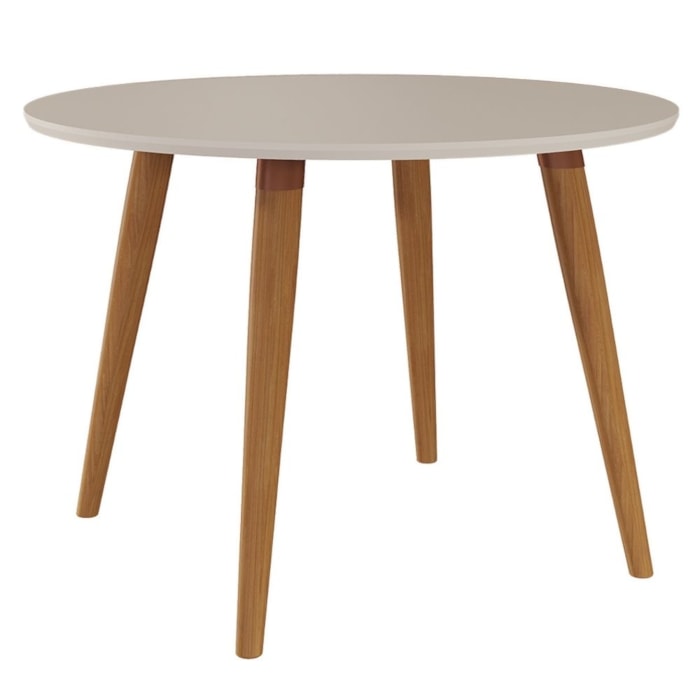 Mesa de Jantar Redonda 4 Lugares Tampo MDF 109 cm 17918 Off White MOLCI