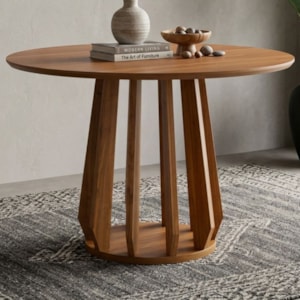Mesa de Jantar Redonda 4 Lugares Tampo MDF 109 cm 22145 Cinamomo NATUEM
