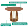 Mesa de Jantar Redonda 4 Lugares Tampo MDF 109 cm 22145 Cinamomo NATUEM
