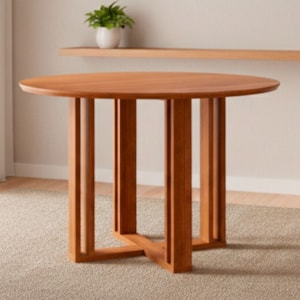 Mesa de Jantar Redonda 4 Lugares Tampo MDF 109X109 cm 15175 Cinamomo MOLCI