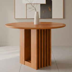 Mesa de Jantar Redonda 4 Lugares Tampo MDF 109X109 cm 20954 Cinamomo MOLCI