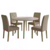 Mesa de Jantar Redonda Dani MDF Com 4 Cadeiras Estofadas Linho Off White Bege MOLCI