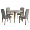 Mesa de Jantar Redonda Dani MDF Com 4 Cadeiras Estofadas Linho Off White Grafite MOLCI