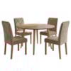 Mesa de Jantar Redonda Dani MDF Com 4 Cadeiras Estofadas Suede Cinamomo Joli MOLCI