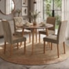 Mesa de Jantar Redonda Dani MDF Com 4 Cadeiras Estofadas Suede Cinamomo Joli MOLCI