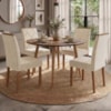 Mesa de Jantar Redonda Dani MDF Com 4 Cadeiras Estofadas Suede Cinamomo Nude MOLCI