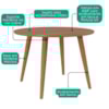 Mesa de Jantar Redonda Dani MDF Com 4 Cadeiras Estofadas Suede Cinamomo Nude MOLCI