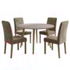 Mesa de Jantar Redonda Dani MDF Com 4 Cadeiras Estofadas Suede Off White Joli MOLCI