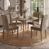 Mesa de Jantar Redonda Dani MDF Com 4 Cadeiras Estofadas Suede Off White Joli MOLCI