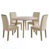 Mesa de Jantar Redonda Dani MDF Com 4 Cadeiras Estofadas Suede Off White Nude MOLCI