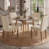 Mesa de Jantar Redonda Dani MDF Com 4 Cadeiras Estofadas Suede Off White Nude MOLCI