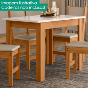 Mesa De Jantar Tampo Sem Vidro 4 Lugares 108x68 cm Bellagio Freijo Off White POLIMAN
