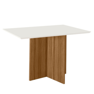Mesa De Jantar Tampo Sem Vidro 4 Lugares 120x90 cm Helo Carvalho Off White POLIMAN