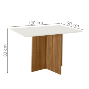 Mesa De Jantar Tampo Sem Vidro 4 Lugares 120x90 cm Helo Carvalho Off White POLIMAN