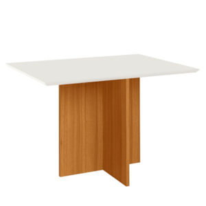 Mesa De Jantar Tampo Sem Vidro 4 Lugares 120x90 cm Helo Freijo Off White POLIMAN