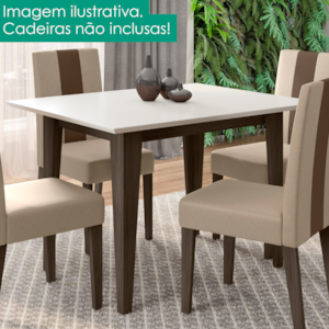 Mesa De Jantar Tampo Sem Vidro 4 Lugares 120x90 cm Kate Amendoa Off White POLIMAN