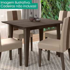 Mesa De Jantar Tampo Sem Vidro 4 Lugares 120x90 cm Kate Amendoa POLIMAN