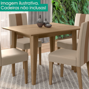 Mesa De Jantar Tampo Sem Vidro 4 Lugares 120x90 cm Kate Carvalho POLIMAN