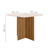 Mesa De Jantar Tampo Sem Vidro 4 Lugares 90x90 cm Helo Carvalho Off White POLIMAN